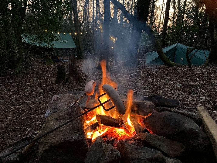 Campfire and sausages