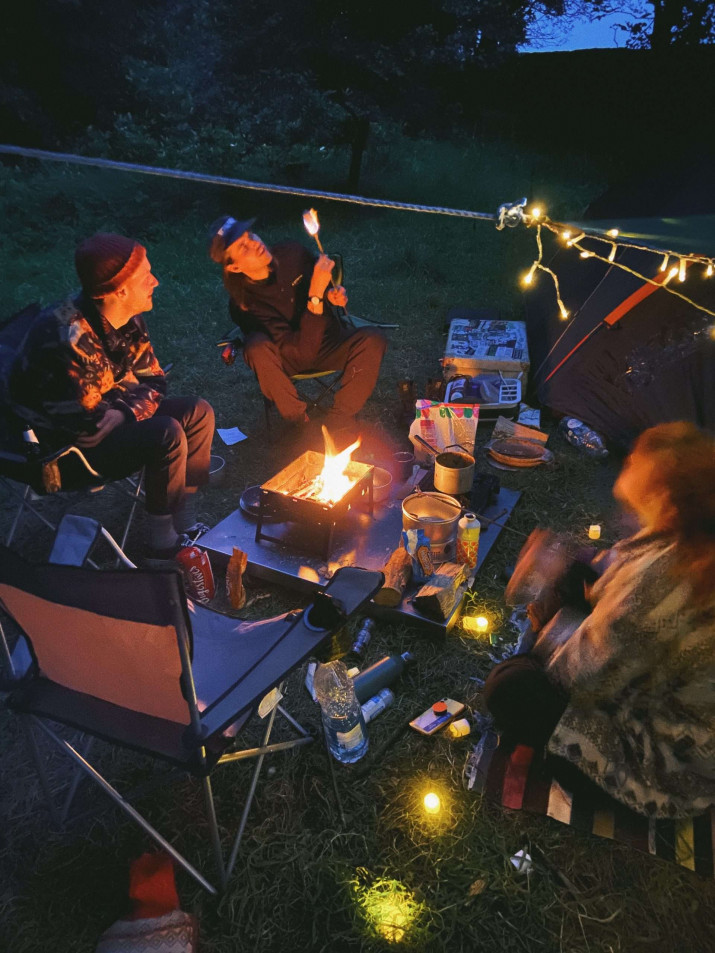 Campfire and fairy lights